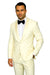 Mens Wool One Button Modern Fit Vested Shawl Prom Tuxedo in Ivory