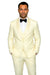 Mens Wool One Button Modern Fit Vested Shawl Prom Tuxedo in Ivory
