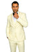 Mens Wool One Button Modern Fit Vested Shawl Prom Tuxedo in Ivory