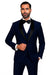 Mens Wool One Button Modern Fit Vested Shawl Prom Tuxedo in Sapphire Blue