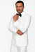 Mens Wool One Button Modern Fit Vested Shawl Prom Tuxedo in White