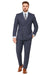 Men's Dark Navy Blue Double Breasted Suit Slim Fit Bold Stripe Peak Lapel Suit