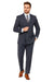 Men's Dark Navy Blue Double Breasted Suit Slim Fit Bold Stripe Peak Lapel Suit