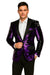 Mens Big and Tall Sequin Blazer - Shiny Fancy Sport Coat + Matching Bowtie + Purple Tuxedo