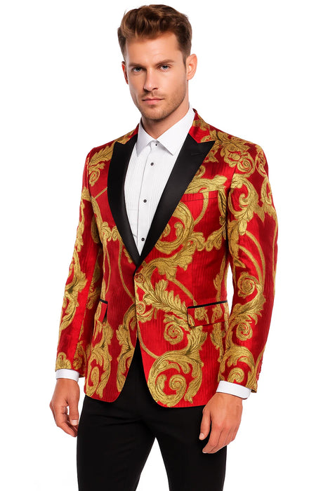 Red and Gold Tuxedo Dinner Jacket - Prom Blazer