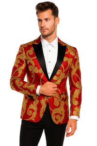 Red and Gold Tuxedo Dinner Jacket - Prom Blazer