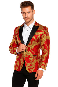 Red and Gold Tuxedo Dinner Jacket - Prom Blazer