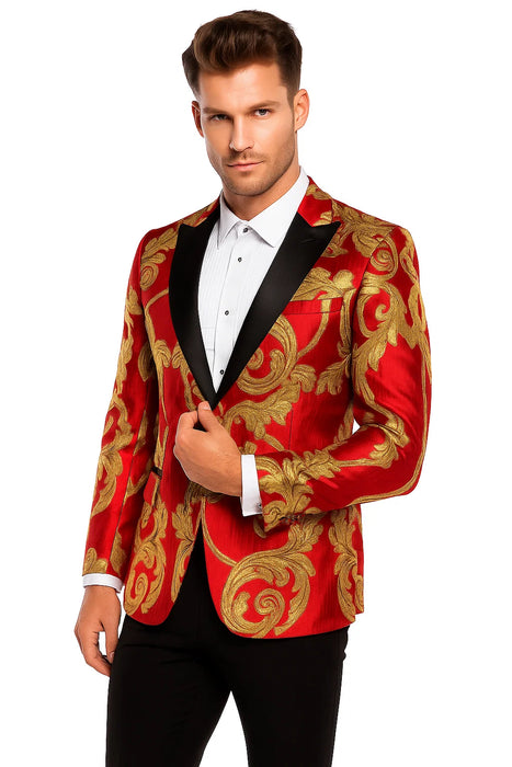 Red and Gold Tuxedo Dinner Jacket - Prom Blazer