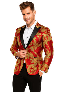 Red and Gold Tuxedo Dinner Jacket - Prom Blazer
