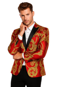 Red and Gold Tuxedo Dinner Jacket - Prom Blazer