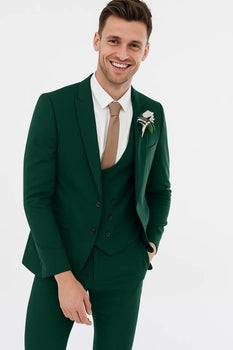 Men'S Emerald Green - Hunter Green Cuff Link Skinny Fit Suit