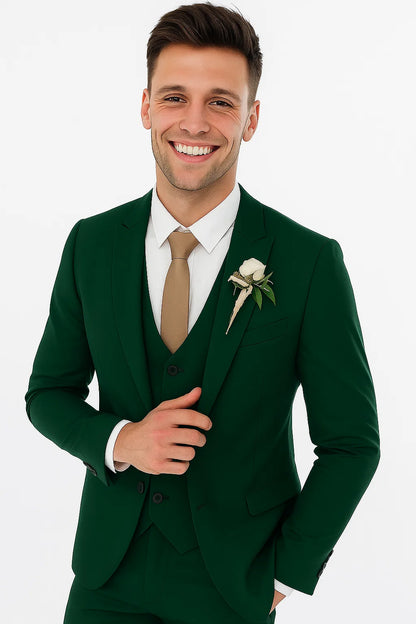 Men'S Emerald Green - Hunter Green Cuff Link Skinny Fit Suit - Image 6