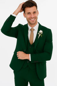 Men'S Emerald Green - Hunter Green Cuff Link Skinny Fit Suit