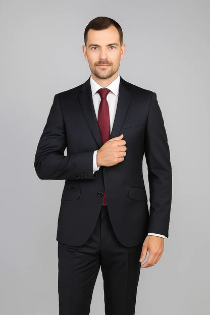 Mantoni Suit - Signature Menswear Wool Fabric SuitsOutlet - Men's Black 2-Button Slim-Fit Suit - High End Suits - High Quality Suits - Image 7