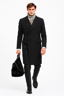 Men's Wool Charcoal Grey Double breasted Overcoat By Alberto Nardoni