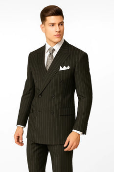Chalk Bold Pinstripe Double Breasted 6 on 2 Super 120's poly Suit~rayon N - Image 8