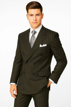 Chalk Bold Pinstripe Double Breasted 6 on 2 Super 120's poly Suit~rayon N - Image 4