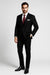 Men's 2 Button Paisley Designed Black Velvet Suit