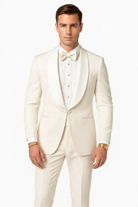 White Shawl Collar Paisley Suit Jacket and Matching Pants