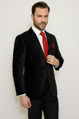 Men's Paisley Black Velvet Fabric Patterned Texture Men's blazer Sport Coat velour Blazer Jacket
