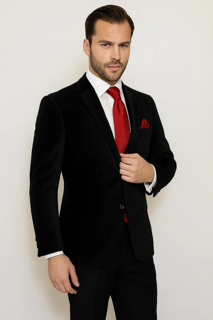 Men's Paisley Black Velvet Fabric Patterned Texture Men's blazer Sport Coat velour Blazer Jacket - Image 4
