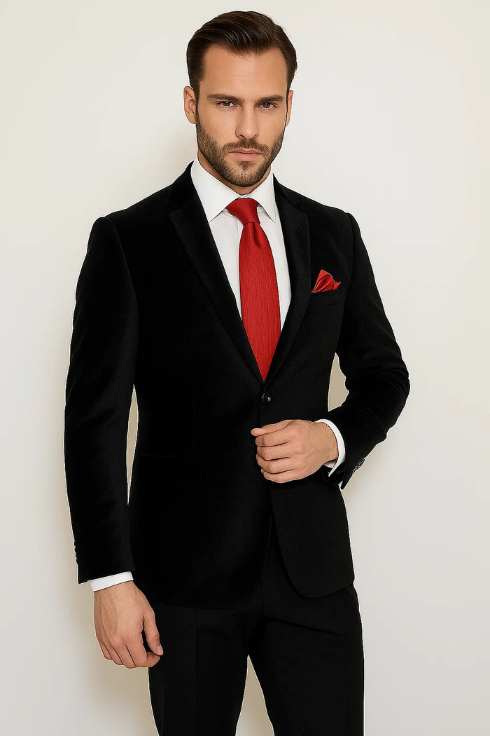 Men's Paisley Black Velvet Fabric Patterned Texture Men's blazer Sport Coat velour Blazer Jacket - Image 6