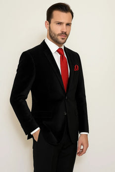 Men's Paisley Black Velvet Fabric Patterned Texture Men's blazer Sport Coat velour Blazer Jacket - Image 8