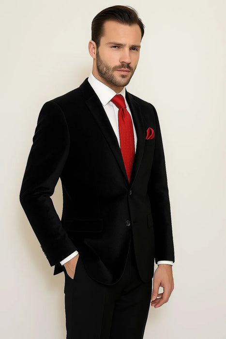 Men's Paisley Black Velvet Fabric Patterned Texture Men's blazer Sport Coat velour Blazer Jacket