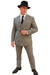 Gangster Suit - 1920 Mens Grey Pattern Suit With Grey Untochable Hat Shirt and Tie Combo