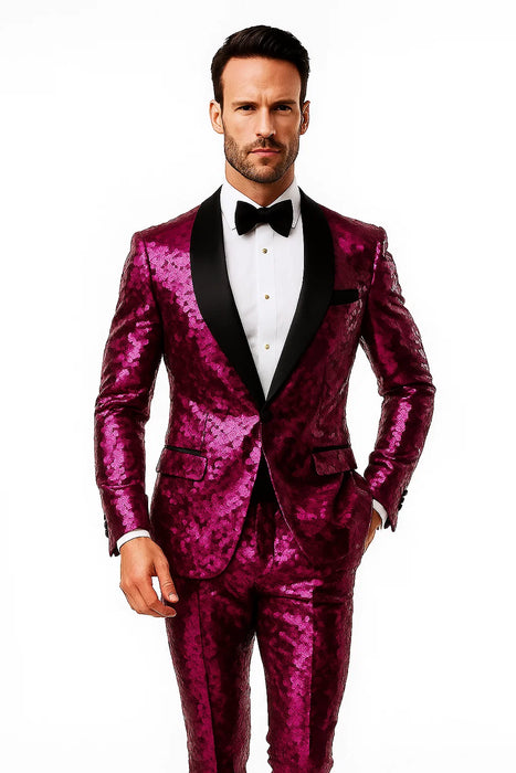 Mens Sequin Suit - Sparkly Suit - Pink Real Glitter Suit