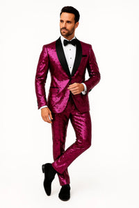 Mens Sequin Suit - Sparkly Suit - Pink Real Glitter Suit