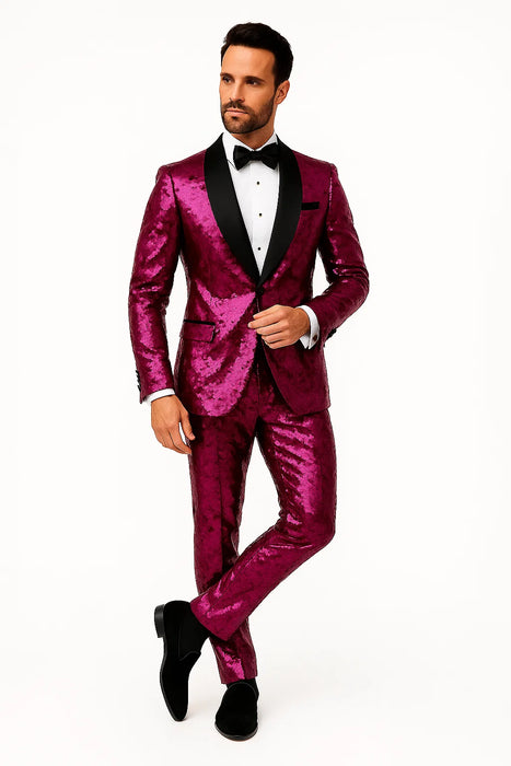 Mens Sequin Suit - Sparkly Suit - Pink Real Glitter Suit