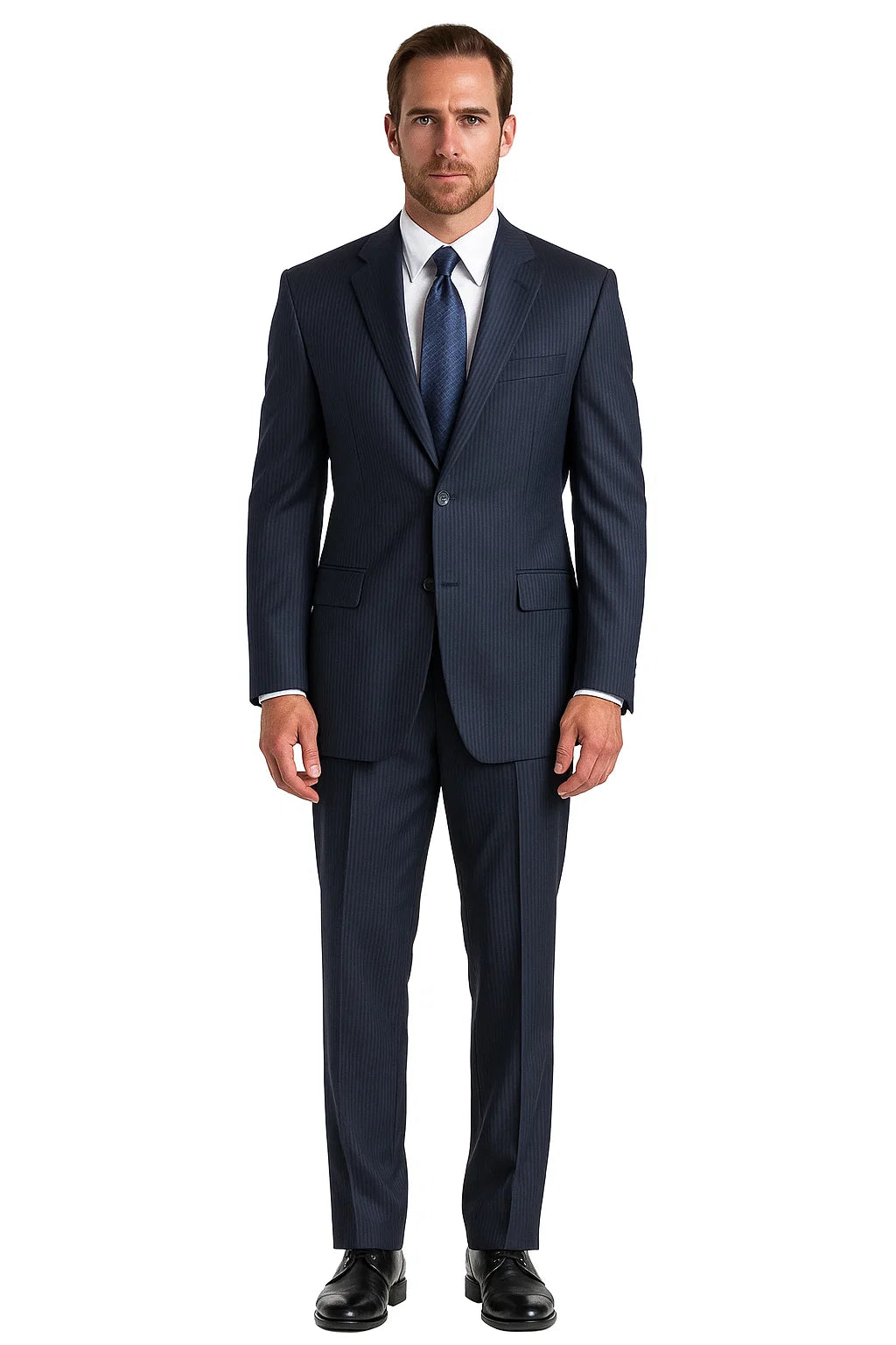 Men's Dark Navy Pinstripe Italian Design Suit