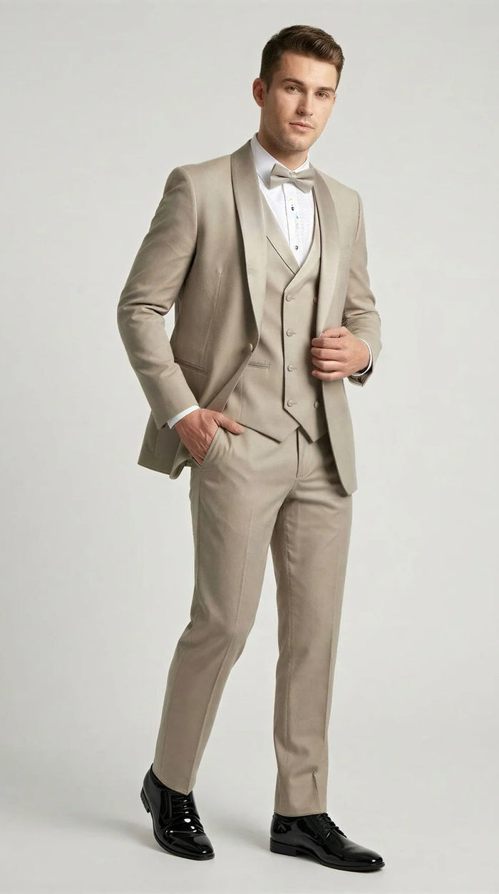 Champagne Modern Shawl Lapel Tuxedo Set – Wedding & Prom