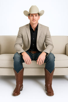 Western Blazer - Saco Para Hombre -Mens Double Button Western Taupe Blazer