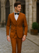 Stylish Modern Men’s Terracotta Orange Pinstriped Suit – Tazzio Skinny Fit Suit