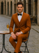 Stylish Modern Men’s Terracotta Orange Pinstriped Suit – Tazzio Skinny Fit Suit