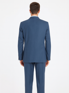 Teal Blue 3 Button Suit Jacket And Pleated Pants - Antique Blue Suit