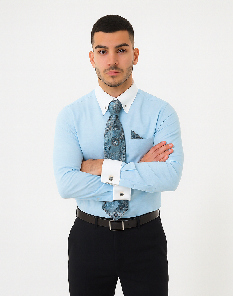 Teal Colorful Men'S Dress Shirt