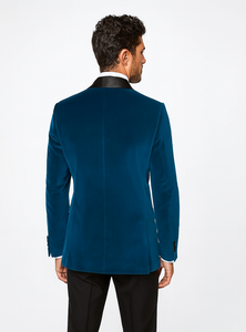 Teal Tuxedo - Velvet Dinner Jacket - Mens Velvet Blazer