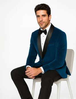 Teal Tuxedo - Velvet Dinner Jacket - Mens Velvet Blazer