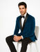 Teal Tuxedo - Velvet Dinner Jacket - Mens Velvet Blazer