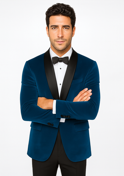 Teal Tuxedo - Velvet Dinner Jacket - Mens Velvet Blazer