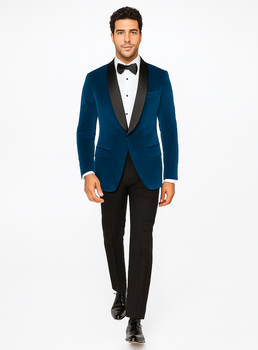 Teal Tuxedo - Velvet Dinner Jacket - Mens Velvet Blazer
