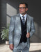 Statement Men's 3 Piece Plaid 100% Wool Modern Fit Suit - Double Breasted Vest