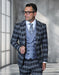 Statement Men's 3 Piece Plaid 100% Wool Modern Fit Suit - Double Breasted Vest