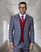 Statement Men's 3 Piece Plaid 100% Wool Modern Fit Suit - Double Breasted Vest
