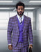 Statement Men's 3 Piece Plaid 100% Wool Modern Fit Suit - Double Breasted Vest