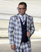 Statement Men's 3 Piece Plaid 100% Wool Modern Fit Suit - Double Breasted Vest