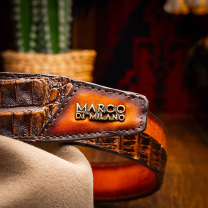 Marco Di Milano Texas Belt: Aged Brown Leather Luxury Shoe